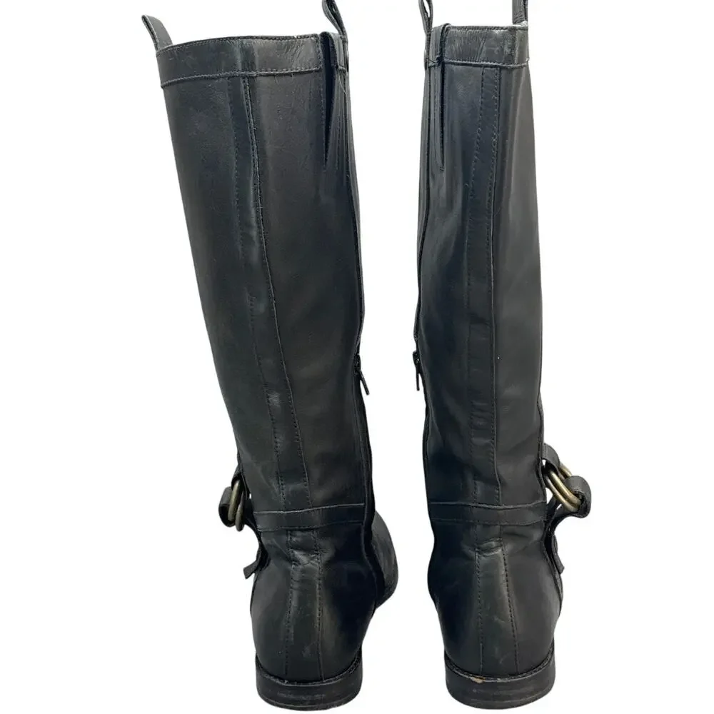 Cole Haan Air Liberty Black Nubuck Leather Tall Riding Boot Women 9.5B